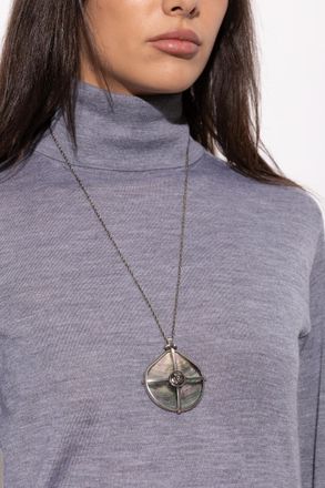Versace Necklace With Mother-of-pearl Pendant, Womens, Silver