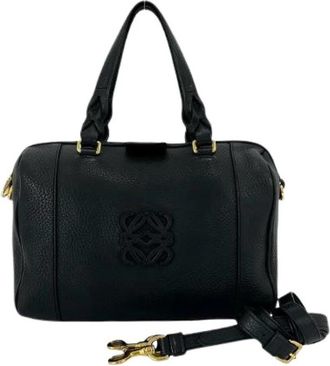 Loewe Pre-owned Leather 2way Boston Bag - Dames - Vintage Handtas - Zwart - ONE Size - Leer - Vintage