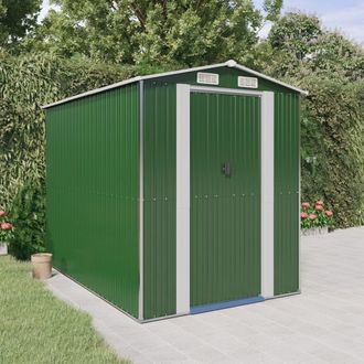 Berkfield Home Garden Shed Green 192x274x223 cm Galvanised Steel | Size: 192 x 274 x 223 cm