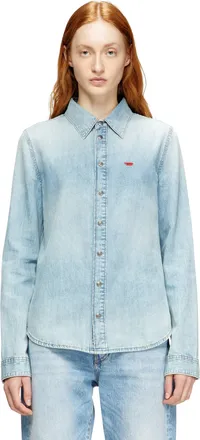 Diesel Denim shirt with embroidered logo - Denim Shirts - Woman - Blue