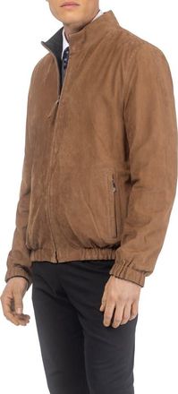 Gorski Mens Genuine Nubuck Jacket Reversible To Cashmere & Wool Crafted From Loro Piana in Cognac/black at Nordstrom, Size X-Large