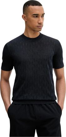 Karl Lagerfeld Sweater-knit T-shirt - Heren - T-shirts - Blauw - S - Katoen - Tops
