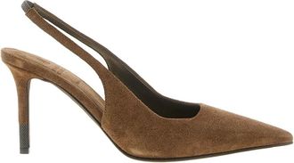 Brunello Cucinelli Su&egrave;de Slingback Pump - Dames - Schoenen - Bruin - Maat: 36 EU Su&egrave;de