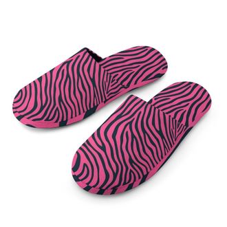 Generic Pinkblack Zebras Print Mens House Slippers Slip Indoor Slipper On Shoes Warm Outdoor