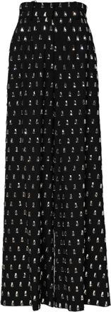 Dolce & Gabbana Black Crystal Embellished Wide Leg Womens Pants