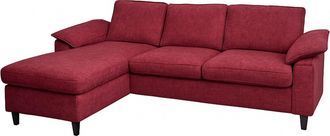 Hhg [non Utilizzato] Divano Con Penisola Hhg-198, Divano Angolare L, Tessuto (320 G/m&sup2;) Legno 84x229x140cm, Bordeaux