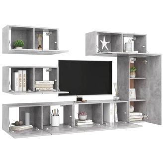 Berkfield Home Modern 6 Piece TV Cabinet Set Concrete Grey Engineered Wood