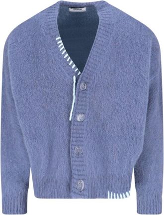BONSAI Mohair-Blend Cardigan - Blue With Embroidery