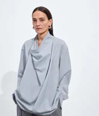 Bottega Veneta Light Wool Toile Blouse - Blue - Women - 36