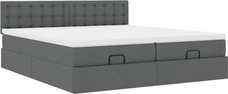 vidaXL Vidaxl - Estructura Cama Otomana Colchones Tela Gris Oscuro 180x200cm
