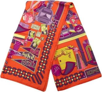 Herm&egrave;s Pre-owned Scarves, female, Orange, Size: ONE SIZE Pre-owned Silk Scarf