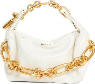 Balmain Mini Sync Leather Top Handle Bag in Cream at Nordstrom