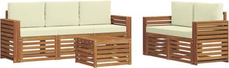 vidaXL Conjunto De Sof&aacute;s De Exterior 6 Uds. Natural Y Crema Vidaxl