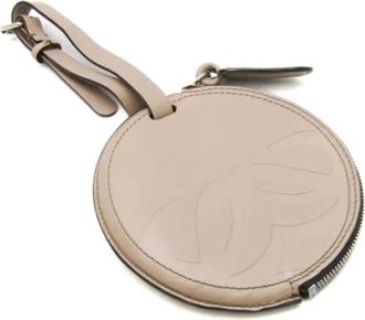 Loewe Pre-owned Ronde Portemonnee met Riem - Dames - Vintage Accessoires - Beige - ONE Size - Leer - Vintage