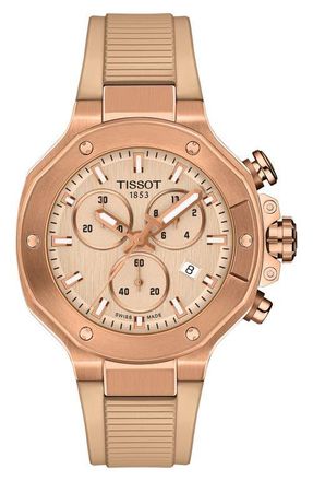 Tissot T-Race Chronograph Silicone Strap Watch, 38mm in Coral at Nordstrom