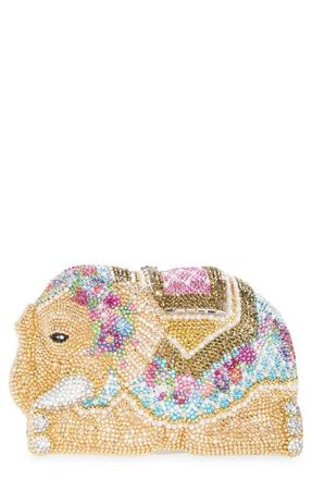 Judith Leiber Elephant Crystal Embellished Clutch in Silver Sunrise Mult at Nordstrom