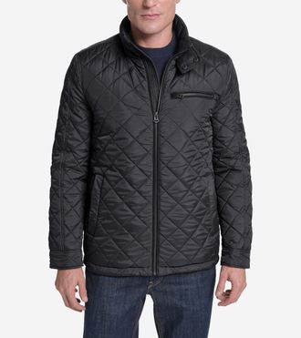 Cole Haan Mens Faux Suede Quilted Jacket - Black Size Medium