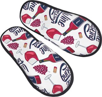 Generic Fuzzy Slippers Red Wine Glass Bottle Fluffy Slippers Washable Warm House Shoes For Bathroom Hotel Indoor L