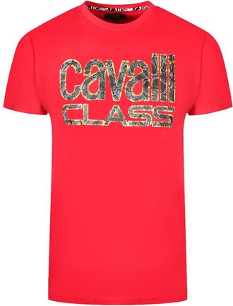 Cavalli Snake Skin Logo Red T-Shirt
