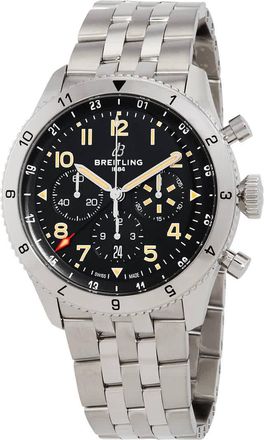Breitling Super Avi Chronograph Automatic Chronometer Black Dial Mens Watch AB04453A1B1A1