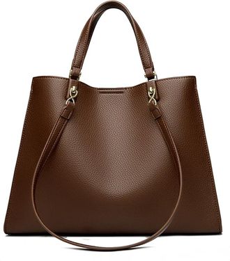 Generic Compatible For Women Bags Leather Shoulder Crossbody Messenger Tote Bag Large Handbag Purses(Light brown)