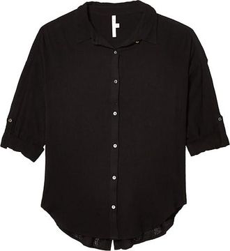 Seafolly Classic Beach Shirt Cover-Up Womens Swimwear Black : XS, Cotton