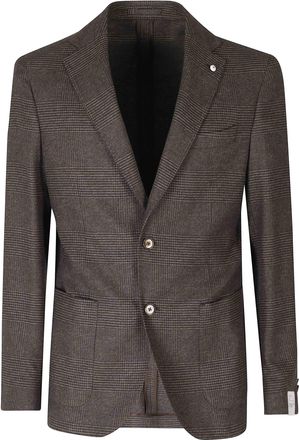 L.B.M. 1911 Warm Brown Herringbone Weave Blazer