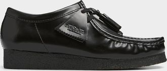 Clarks Mens Wallabee shiny black leather loafers Men