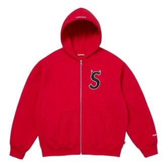 SUPREME SS26 Devil S Logo Zip Up Hooded Sweatshirt Red SUP-SS26-134-RED