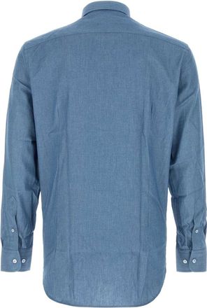 Etro Mens Air Force Blue Chambray Shirt X0880 Exterior: Cotton Camicie