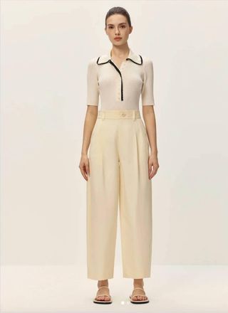 Elodie Caia Twill Pants In Buttercream