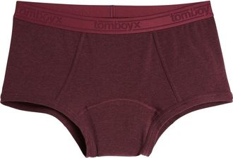TomboyX First Line Stretch Cotton Period Boyshorts in Black Cherry Heather at Nordstrom, Size X-Large