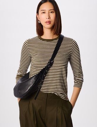 Whistles Stripe Crew Neck Pocket Top in Khaki/multi at Nordstrom, Size 12