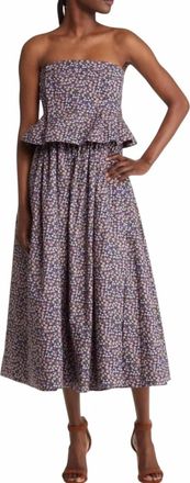 Nackiy&eacute; Ditsy Pintuck Peplum Strapless Midi Dress In Floral