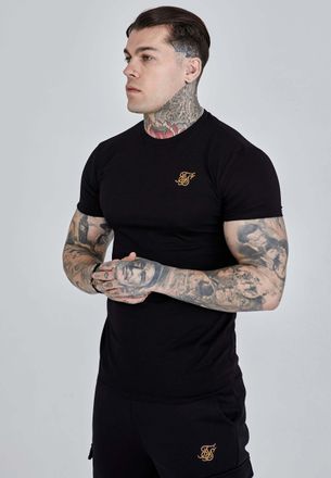 Siksilk T-Shirt SIKSILK Siksilk T-Shirt Muscle Fit T-Shirt, Herren, Gr. XL, schwarz, Obermaterial: 95% Baumwolle CO. 5% Elasthan EL., Shirts T-Shirt