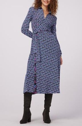 Diane Von F&uuml;rstenberg Phoenix Reversible Long Sleeve Dress in Fishnet Frl/stadium Geo Purl at Nordstrom Rack, Size Xx-Small