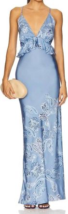 Rococo Sand Peplum Maxi Dress In Blue