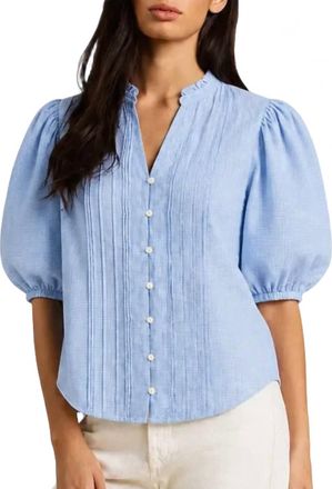 Trovata Luna Elbow-Length Puff Sleeves Blouse In Seabrook Gingham