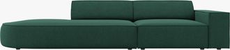 BLOOMINGLOFT 3-Sitzer Designsofa Jodie mit abgerundetem Ottomane links - Strukturstoff