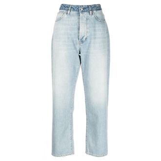 3x1 Lichtblauwe Stonewashed Geknipte Denim Jeans - Dames - Regular Fit Jeans - Blauw - W25 - Denim - Jeans