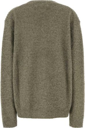 Maison Margiela Womens Wool-Blend V-Neck Sweater Green Cotton