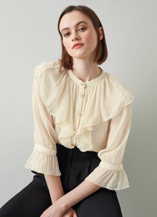 L.k. Bennett Womens Elodie Woven Tops, Cream - Size 14 UK