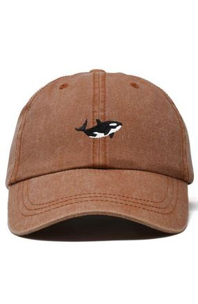 Dalix Killer Whale Embroidered Dad Hat in Washed Orange at Nordstrom