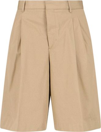 Ami Cotton Bermuda Shorts - Beige