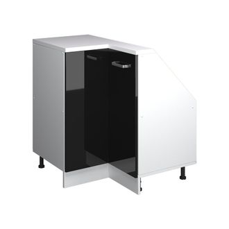 Vicco Armario Para Techo Inclinado Armario De Esquina Rion, Negro Brillo/blanco, 75.6 X 81.6 Cm Con 1 Puerta, Vicco