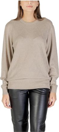 Guess Long Sleeve Round Neck Truien - Dames - Ronde hals truien - Beige - L - Wol - Truien & Vesten