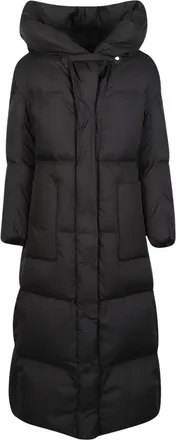Add Hooded Long Puffer Coat With Quilted Construction