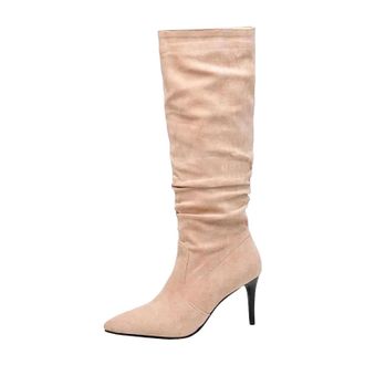 Generic Womens Sexy Ankle Boots Pointed Toe Super High Stiletto Heel Slip On With Pleated Detail For Fashion Dating