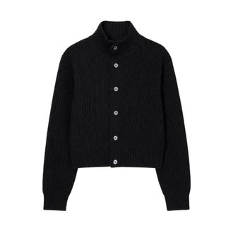 Dunst Cardigan met hoge hals en knopen - Dames - Truien - Zwart - Maat: XS Zijde