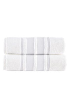 Brooks Brothers Contrast Boarder 2-Piece Towel Set in Silver at Nordstrom Rack, Size Bath Towel